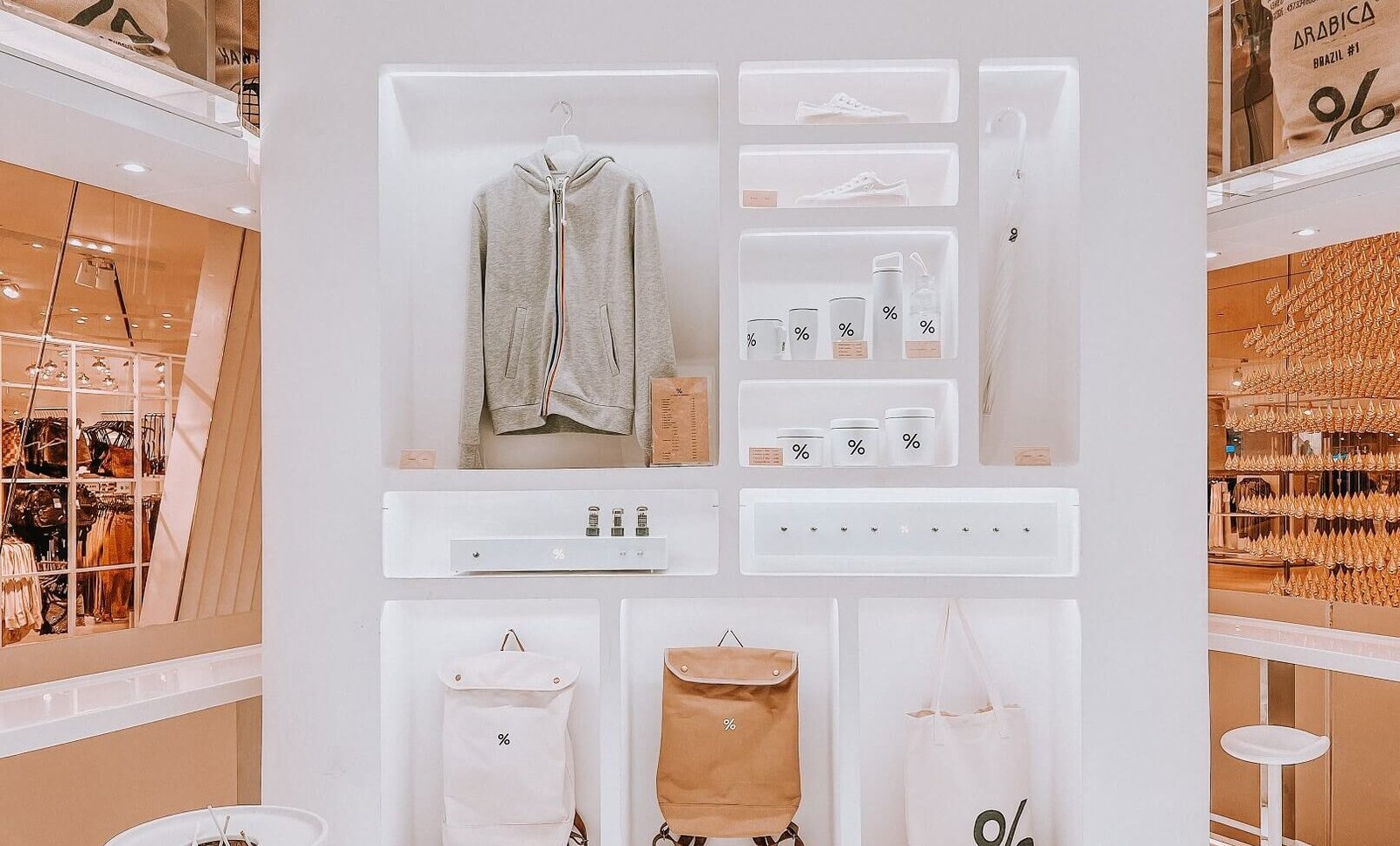 merchandise in modern minimal futuristic cafe 8jnzzen